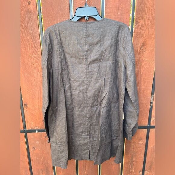 Eileen Fisher 100% organic Linen Lightweight Jacket - Size M Brown - Picture 5 of 5